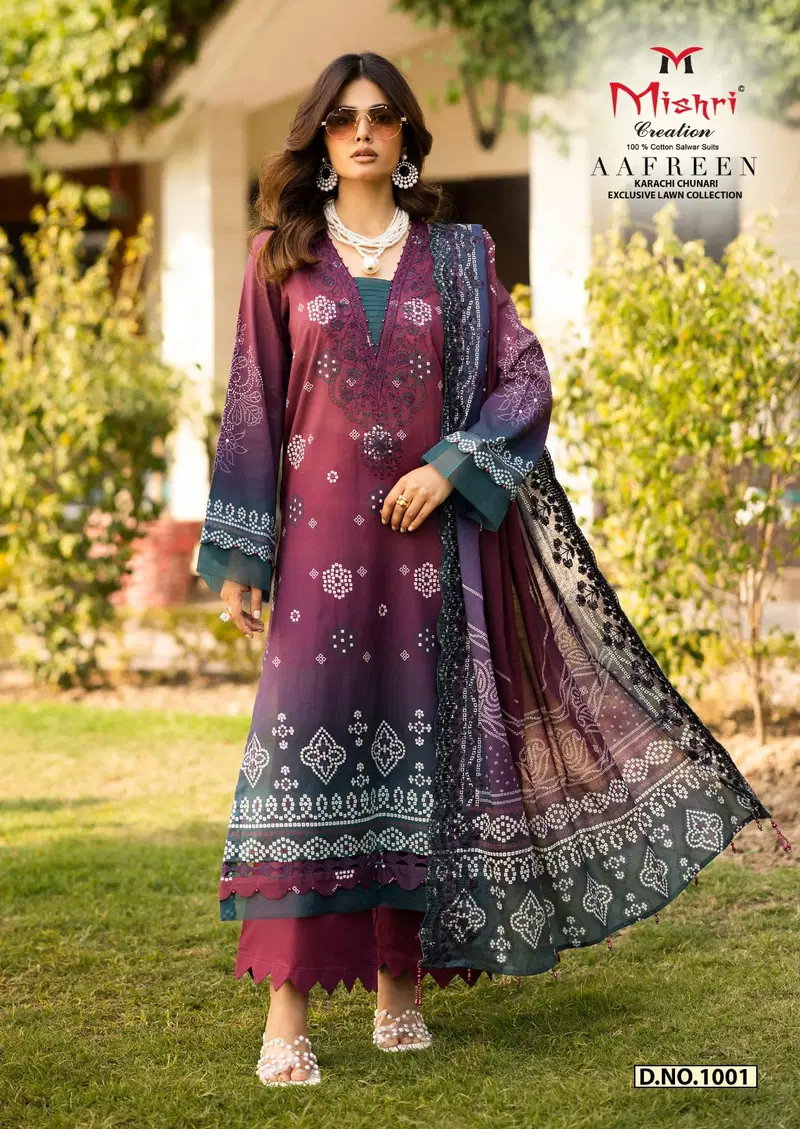 Aafreen Vol 1 By Mishri Lawn Cotton Printed Dress Material Wholesalers In Delhi